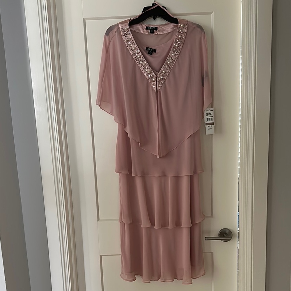 SLNY Pink Layered Wedding Dress